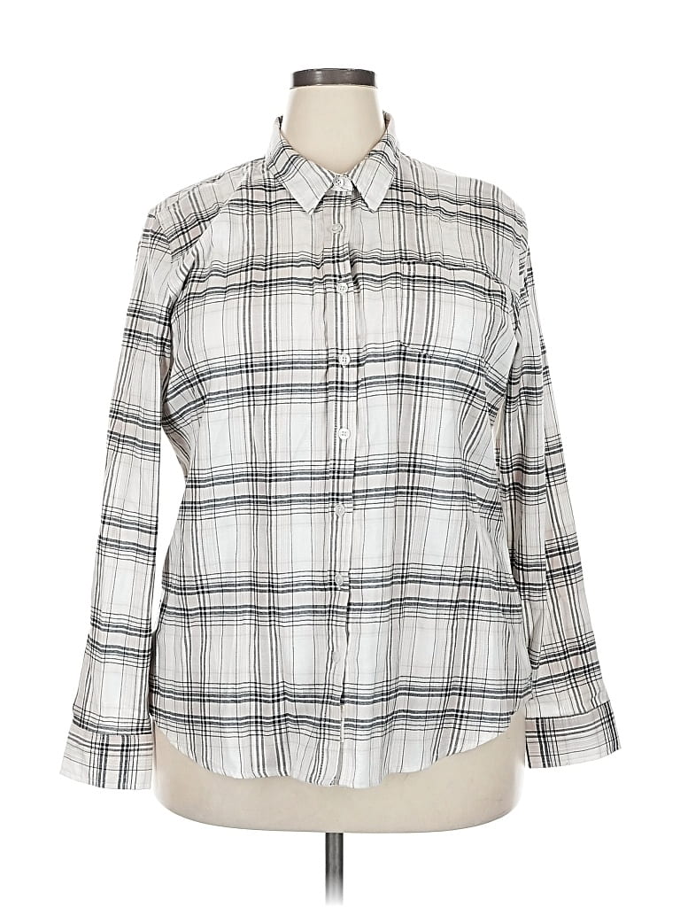 Pre-owned Weatherproof Long Sleeve Button Down Shirt In Silver
