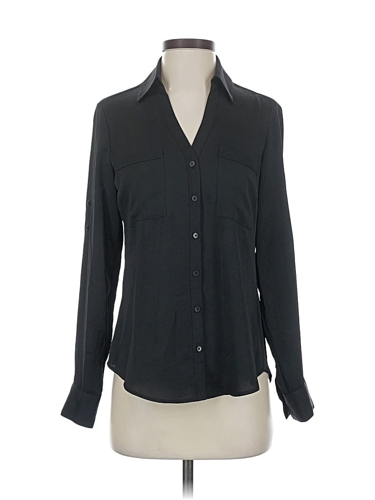 Pre-owned Express Outlet Long Sleeve Blouse In Black