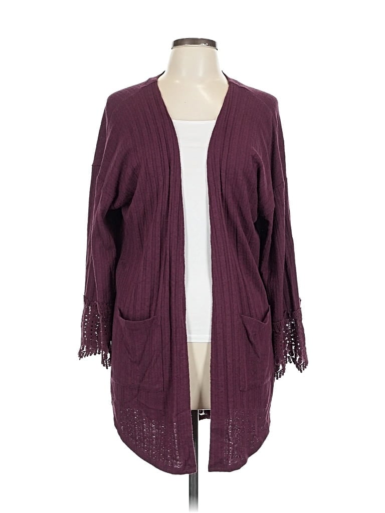 Pre-owned Xhilaration Cardigan Sweater In Burgundy