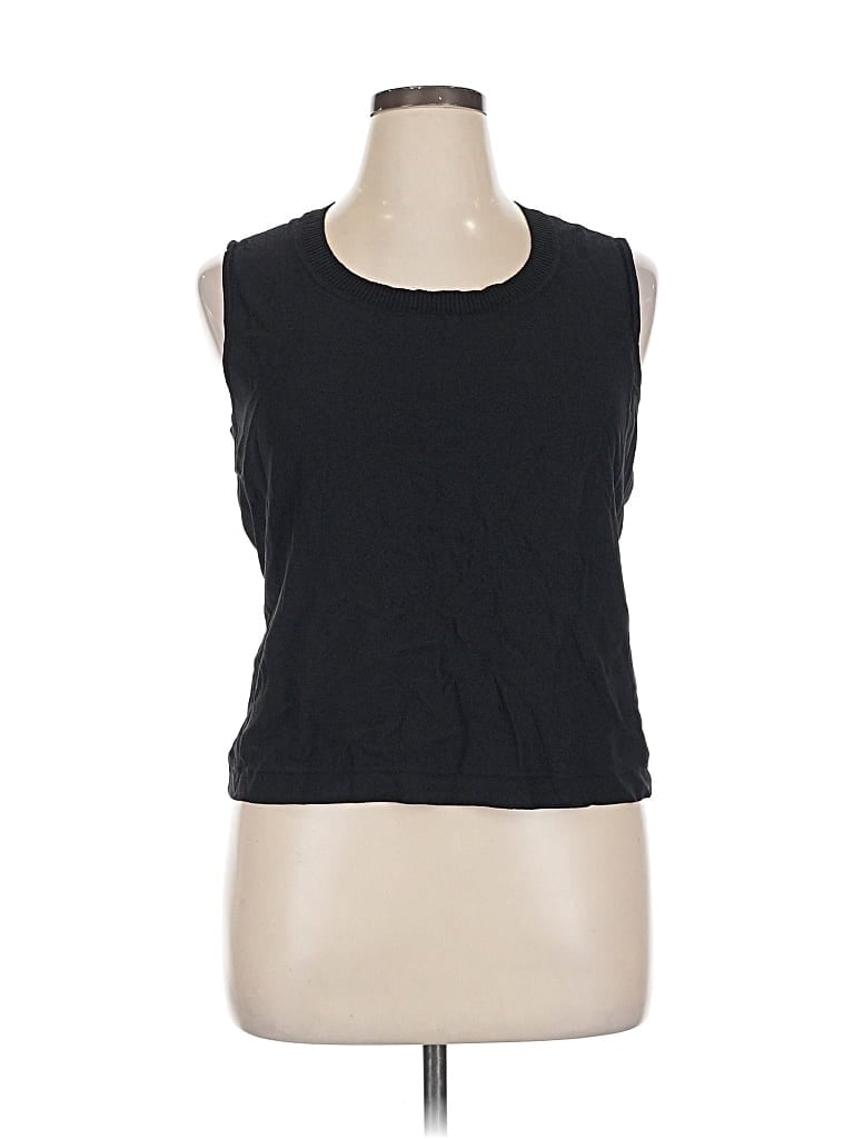 Pre-owned Jones New York Collection Sleeveless Top Black Scoop Neck Tops