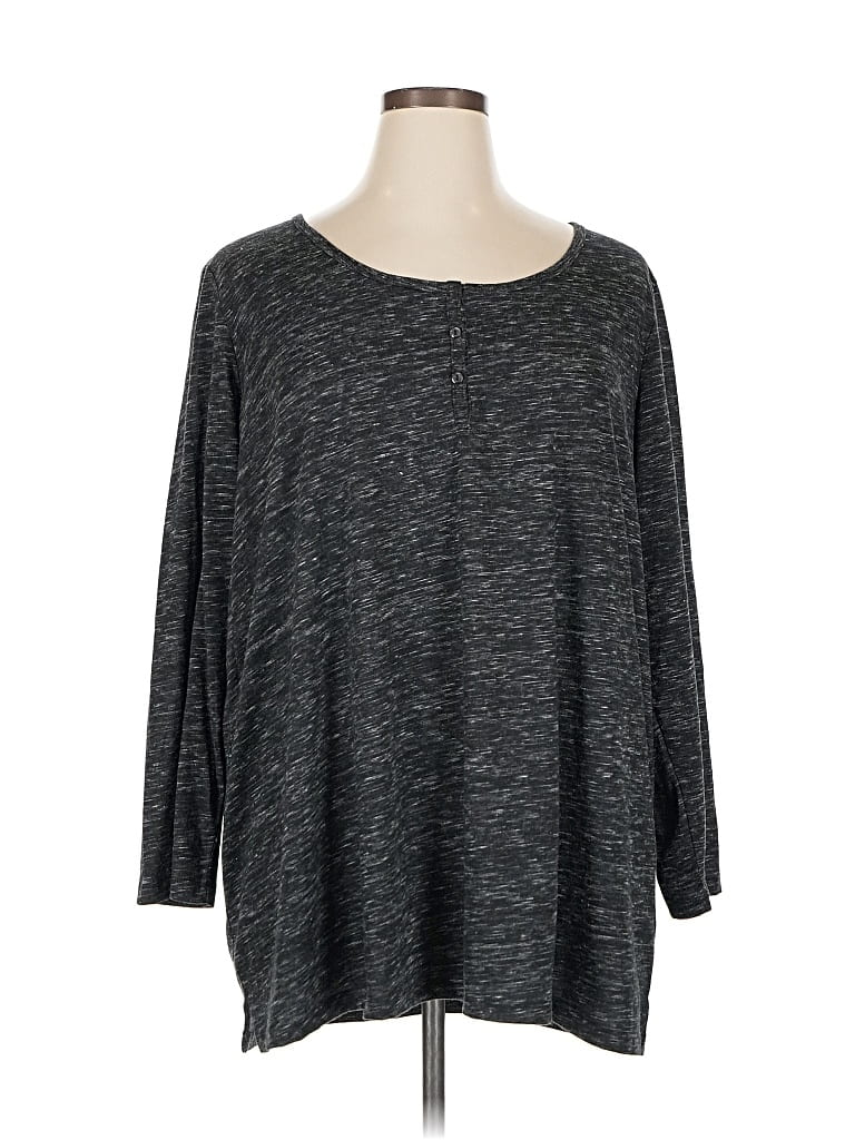 Pre-owned Woman Within 3/4 Sleeve T-shirt In Gray