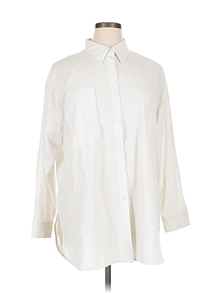 Pre-owned Flx 3/4 Sleeve Button Down Shirt In White