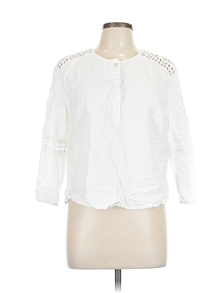 Pre-owned Sigrid Olsen 3/4 Sleeve Blouse In White