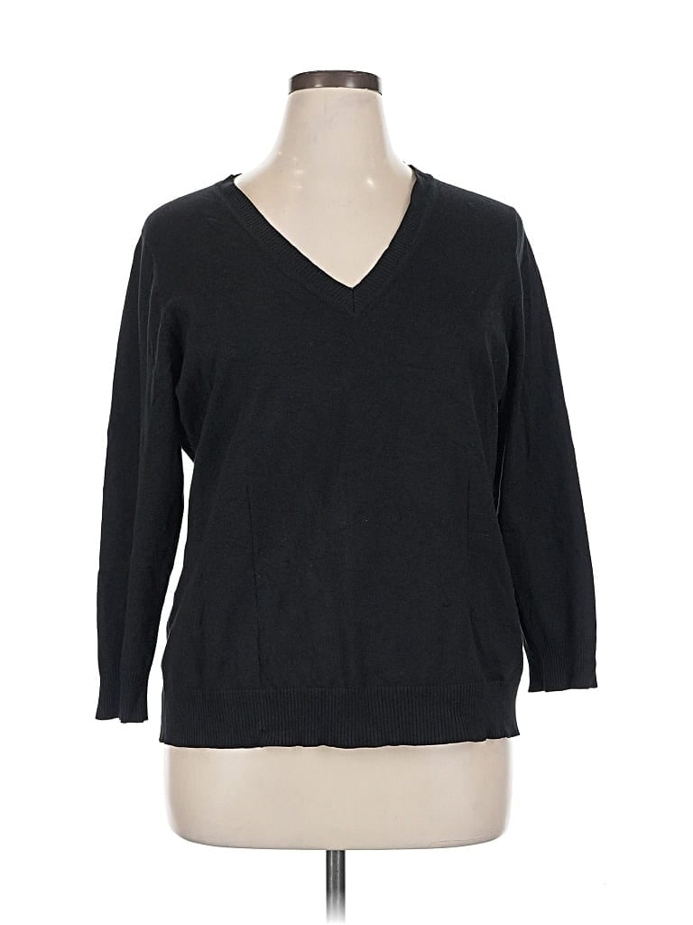 Pre-owned Liz Claiborne Silk Pullover Sweater In Black