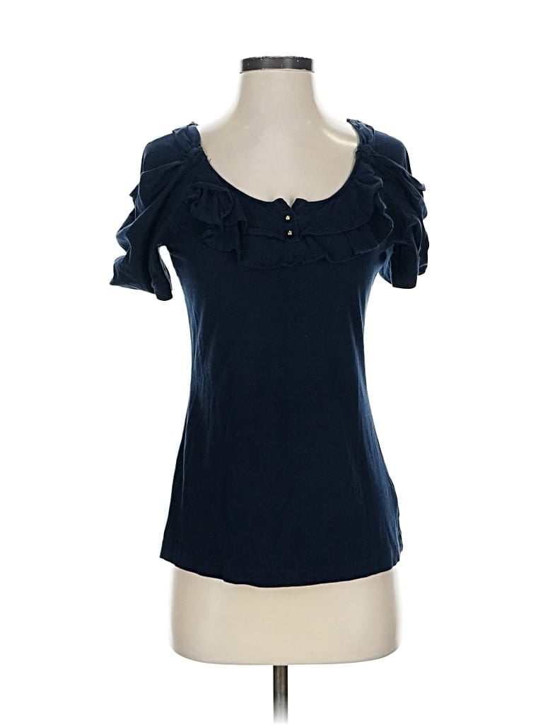 LEIFSDOTTIR Pre-owned Short Sleeve Top Blue Sweetheart Neckline Tops