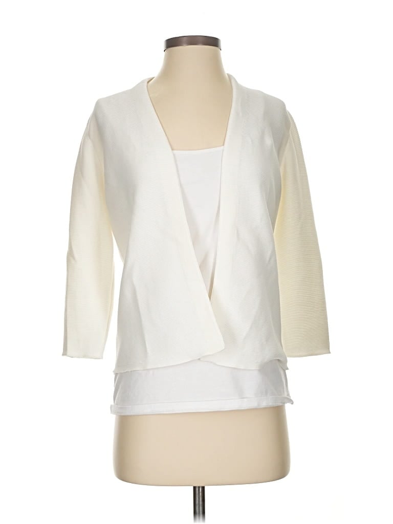 Pre-owned J. Mclaughlin Cardigan Sweater In White