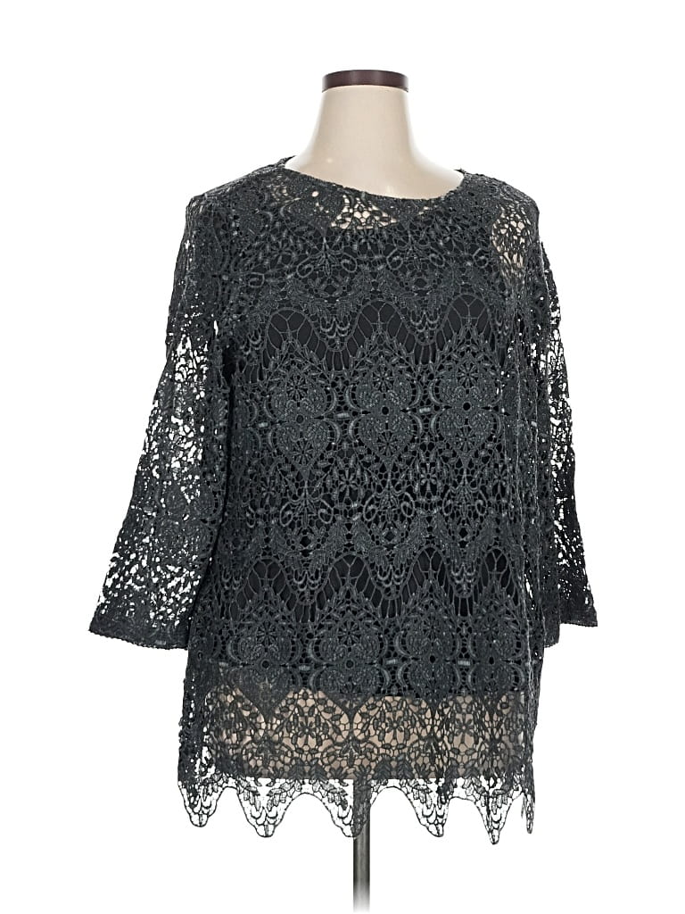 Pre-owned Soft Surroundings 3/4 Sleeve Blouse In Black