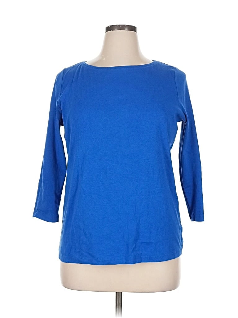 Pre-owned Talbots Outlet 3/4 Sleeve T-shirt In Blue