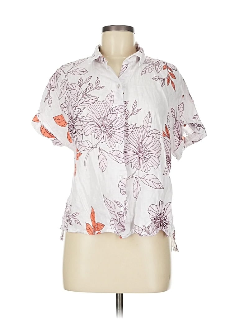 Pre-owned Rachel Rachel Roy Short Sleeve Blouse In White