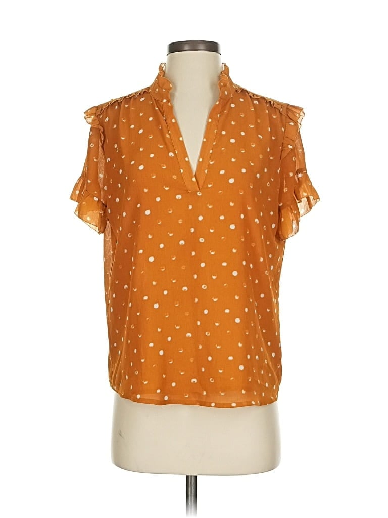 Pre-owned Point Sur Short Sleeve Blouse In Orange