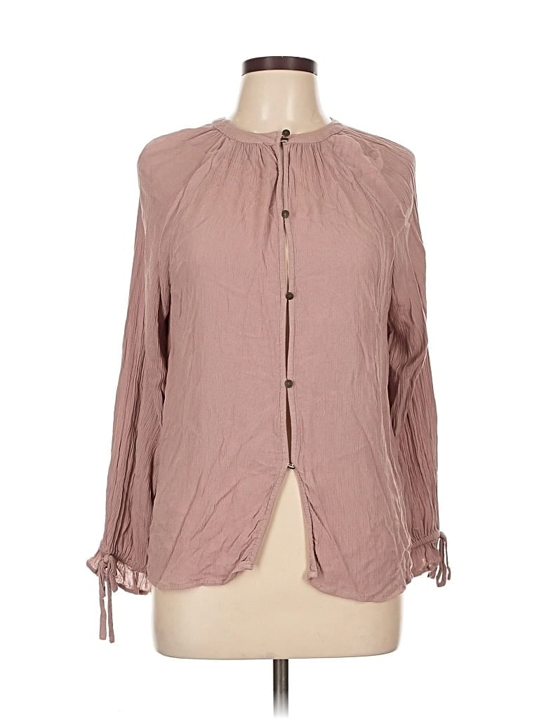 Pre-owned American Eagle Outfitters Long Sleeve Blouse In Pink