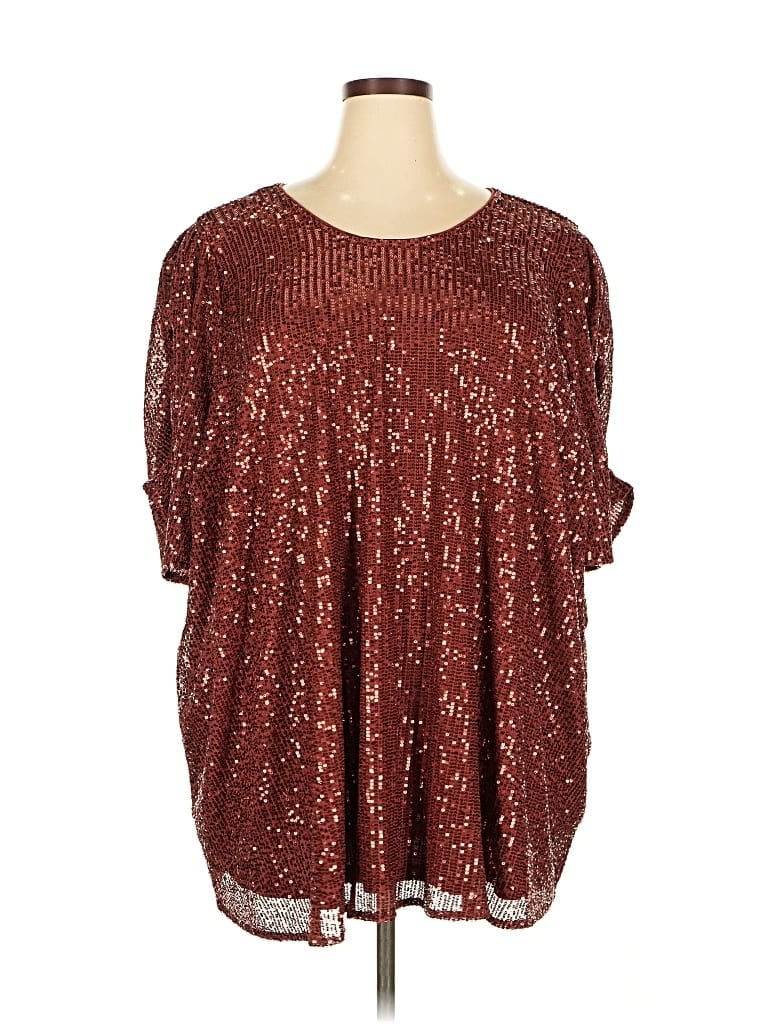 Pre-owned Torrid Short Sleeve Blouse In Burgundy