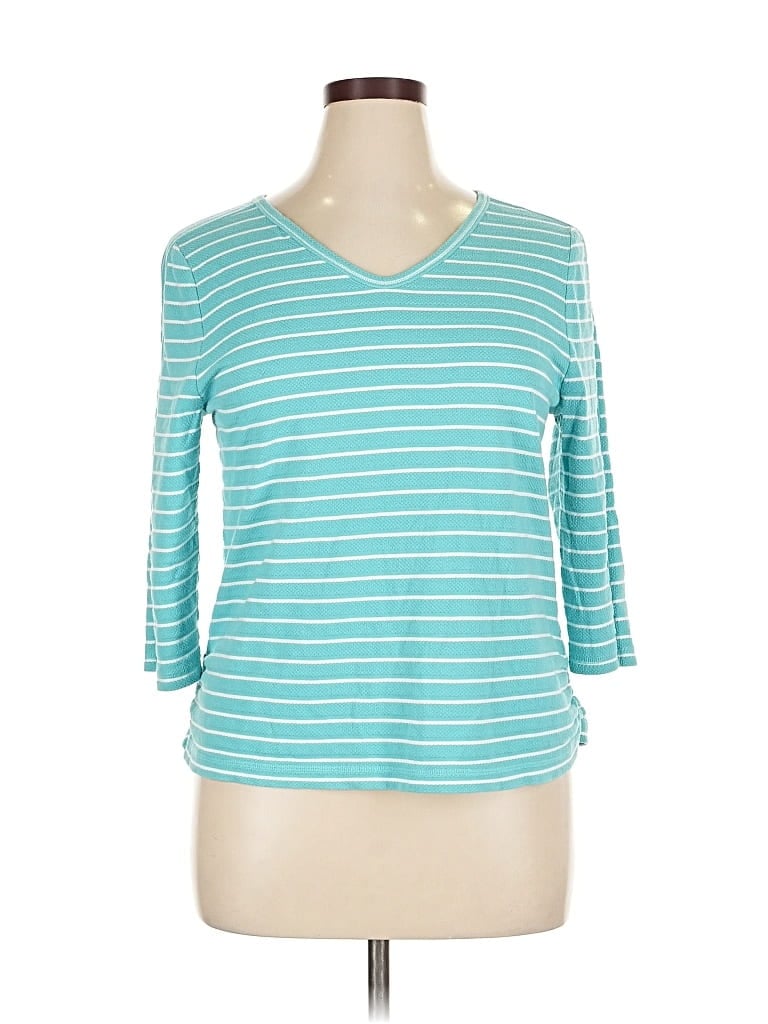 Pre-owned T By Talbots 3/4 Sleeve T-shirt In Blue