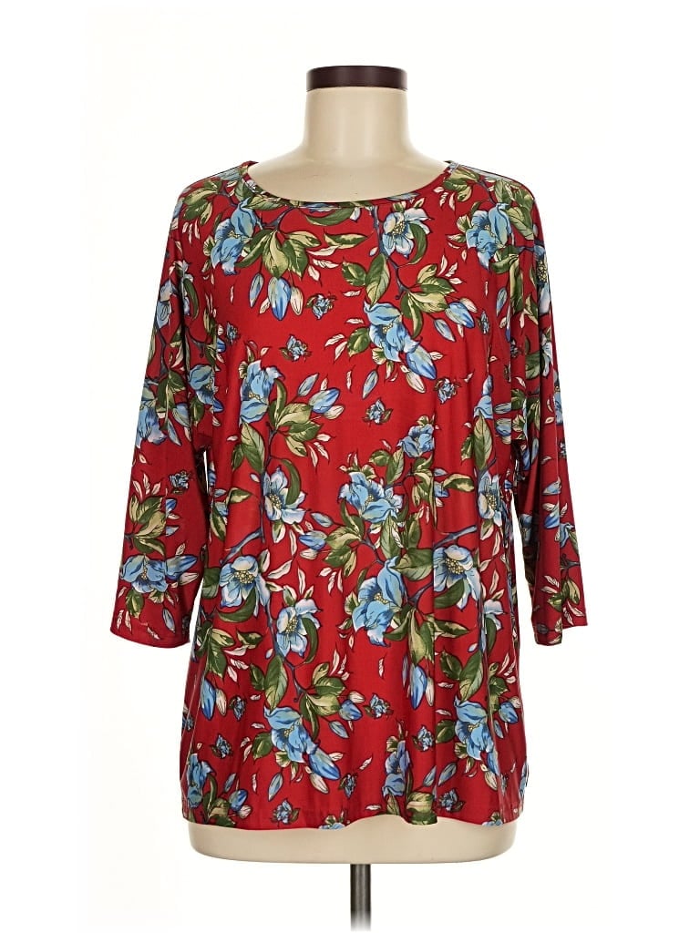 Pre-owned North Style 3/4 Sleeve Blouse In Red