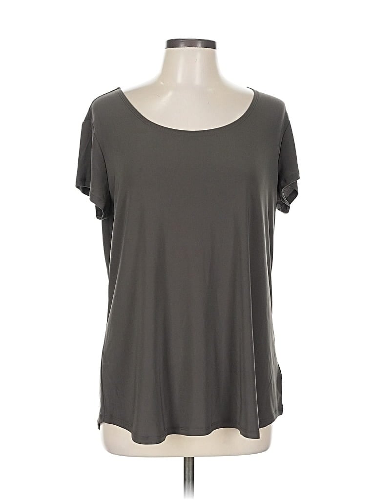 Pre-owned Attitudes By Renee Short Sleeve Top Gray Scoop Neck Tops