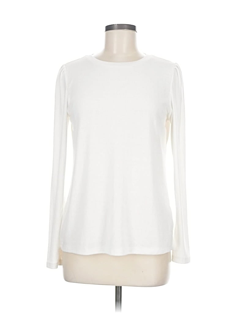 Pre-owned Well Worn Long Sleeve Top Ivory Crew Neck Tops In White