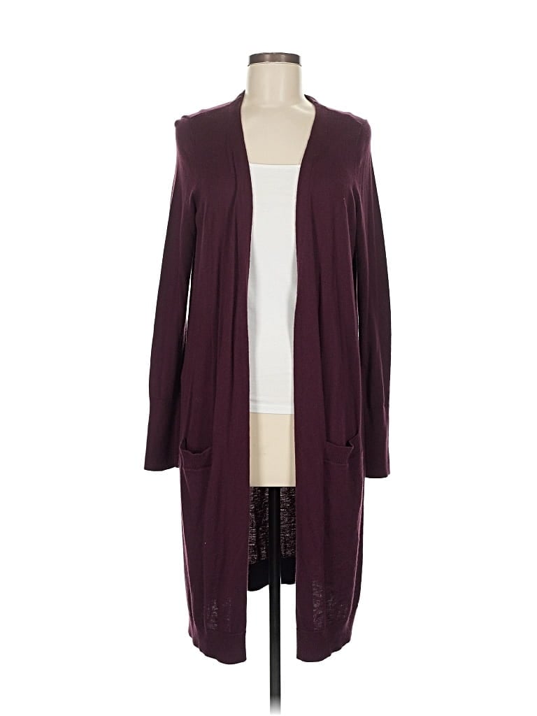 Pre-owned Halogen Cardigan Sweater In Burgundy
