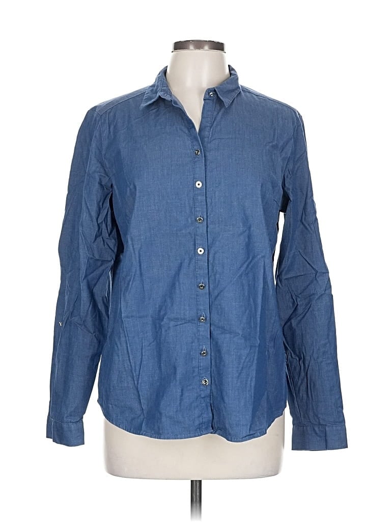 Pre-owned 7th Avenue Design Studio New York & Company Long Sleeve Button Down Shirt In Blue