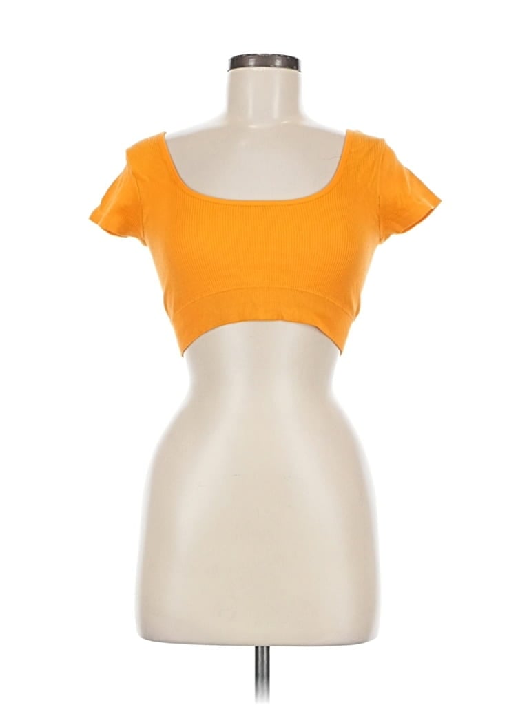 Pre-owned Aerie Short Sleeve Top Orange Sweetheart Neckline Tops