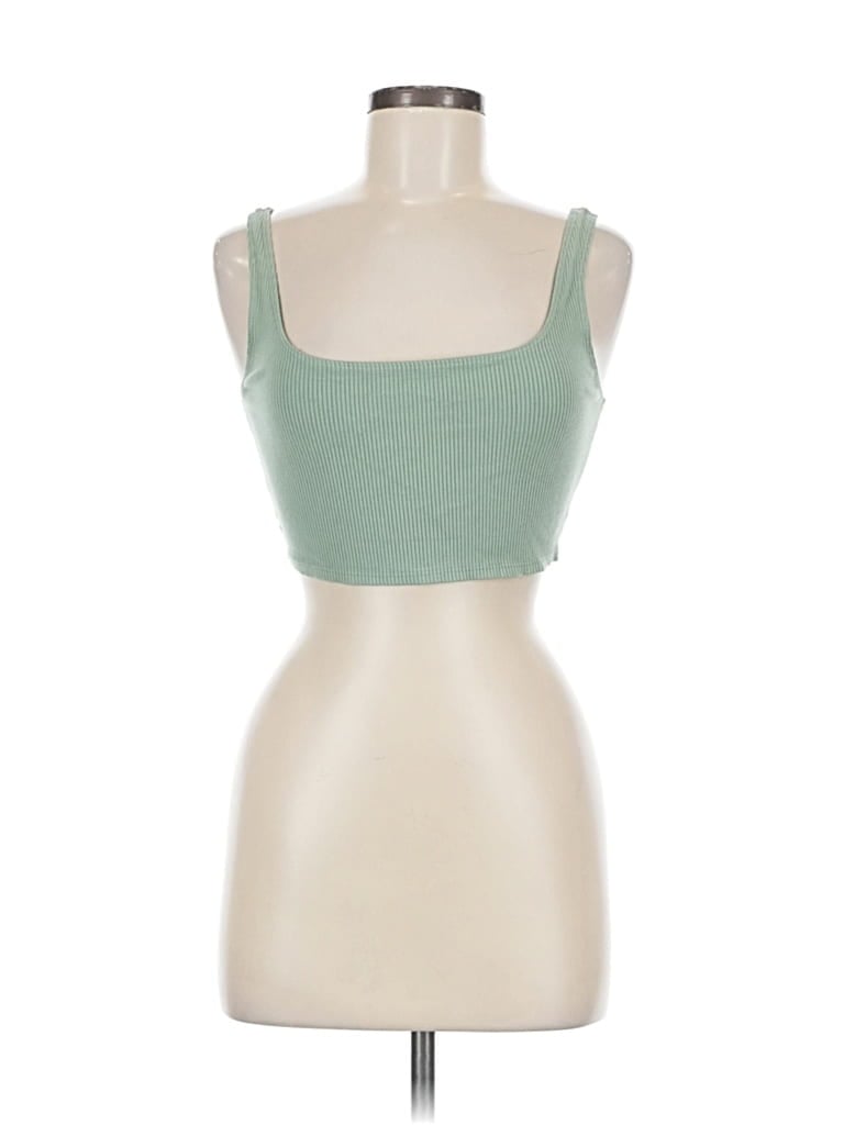 Pre-owned Lulus Tank Top Green Strapless Neckline Tops