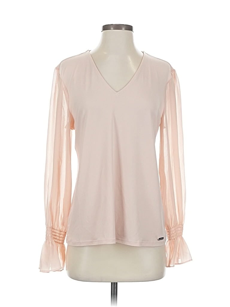 Pre-owned Calvin Klein Long Sleeve Blouse In Pink