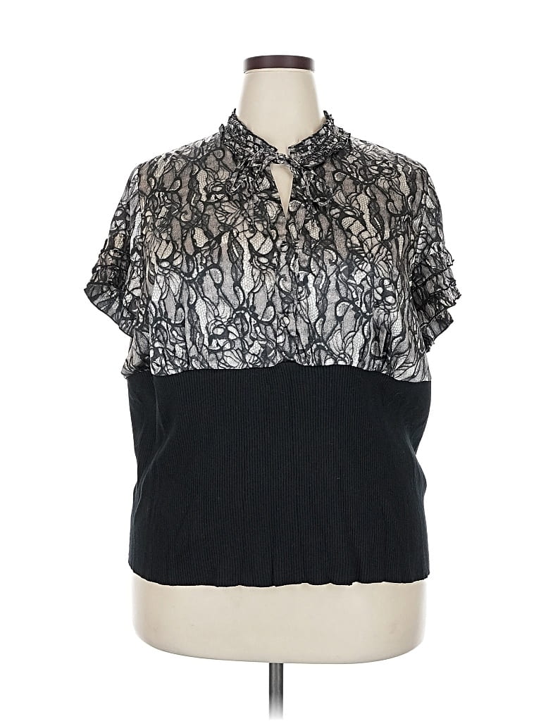 Pre-owned Lane Bryant Short Sleeve Blouse In Brown
