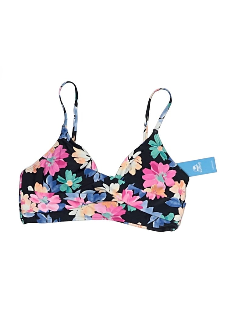Pre-owned Cupshe Swimsuit Top Blue Floral Pattern Swimwear