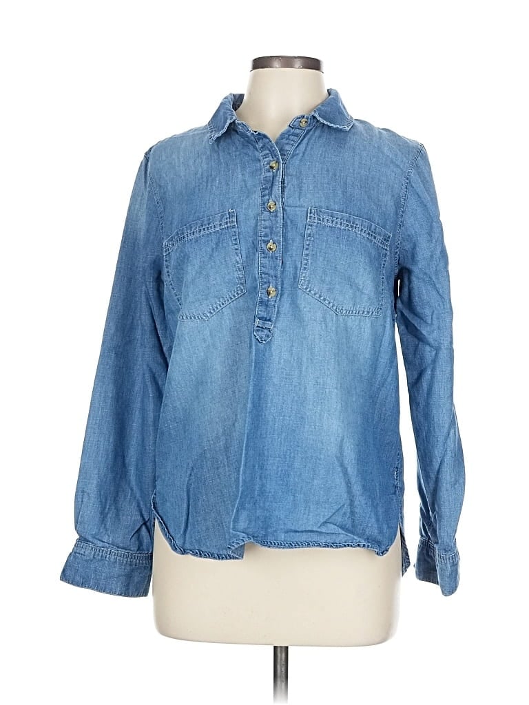 Pre-owned Jessica Simpson Long Sleeve Button Down Shirt In Blue