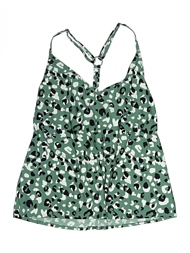 Pre-owned Kona Sol Swimsuit Top Green Animal Print Pattern Swimwear