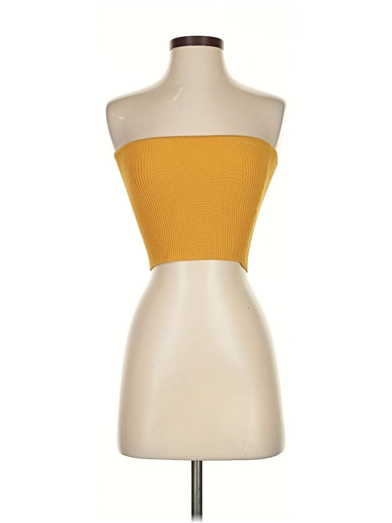 Pre-owned Babaton Tube Top Gold Strapless Neckline Tops