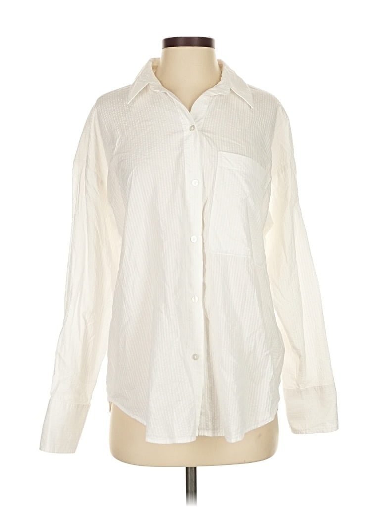Pre-owned Abercrombie & Fitch Long Sleeve Button Down Shirt In White