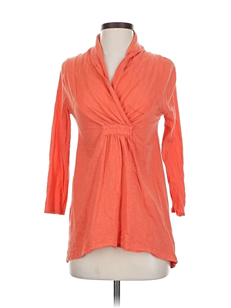 Pre-owned Deletta 3/4 Sleeve Top Orange Cowl Neck Tops