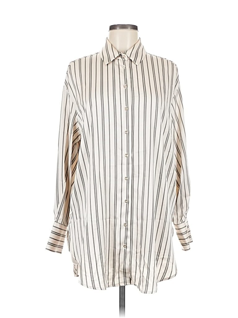 Pre-owned Rachel Zoe Tjx Long Sleeve Button Down Shirt In White
