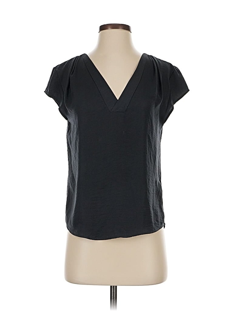 Pre-owned H&m Short Sleeve Top Gray V Neck Tops