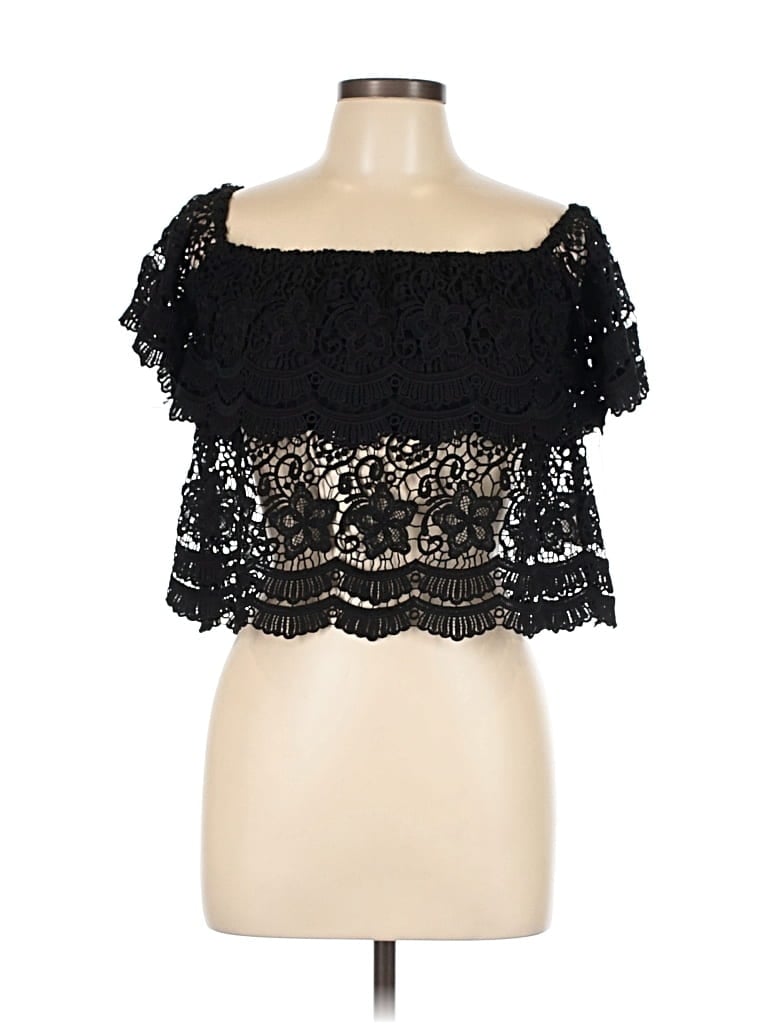 Pre-owned Love J Short Sleeve Blouse In Black