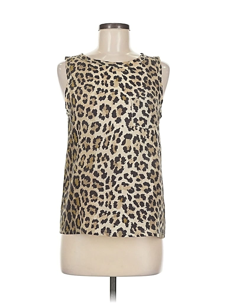 Pre-owned Joseph Sleeveless Top Tan Keyhole Neckline Tops In Brown