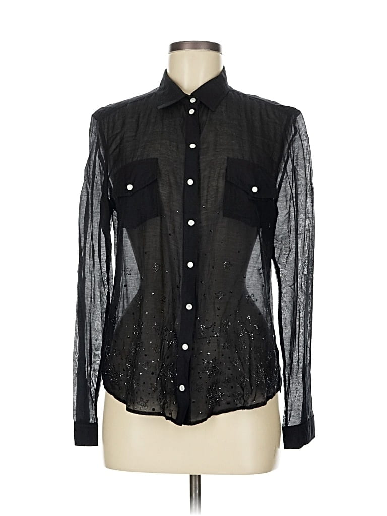 Pre-owned Le Lis Blanc Long Sleeve Button Down Shirt In Black