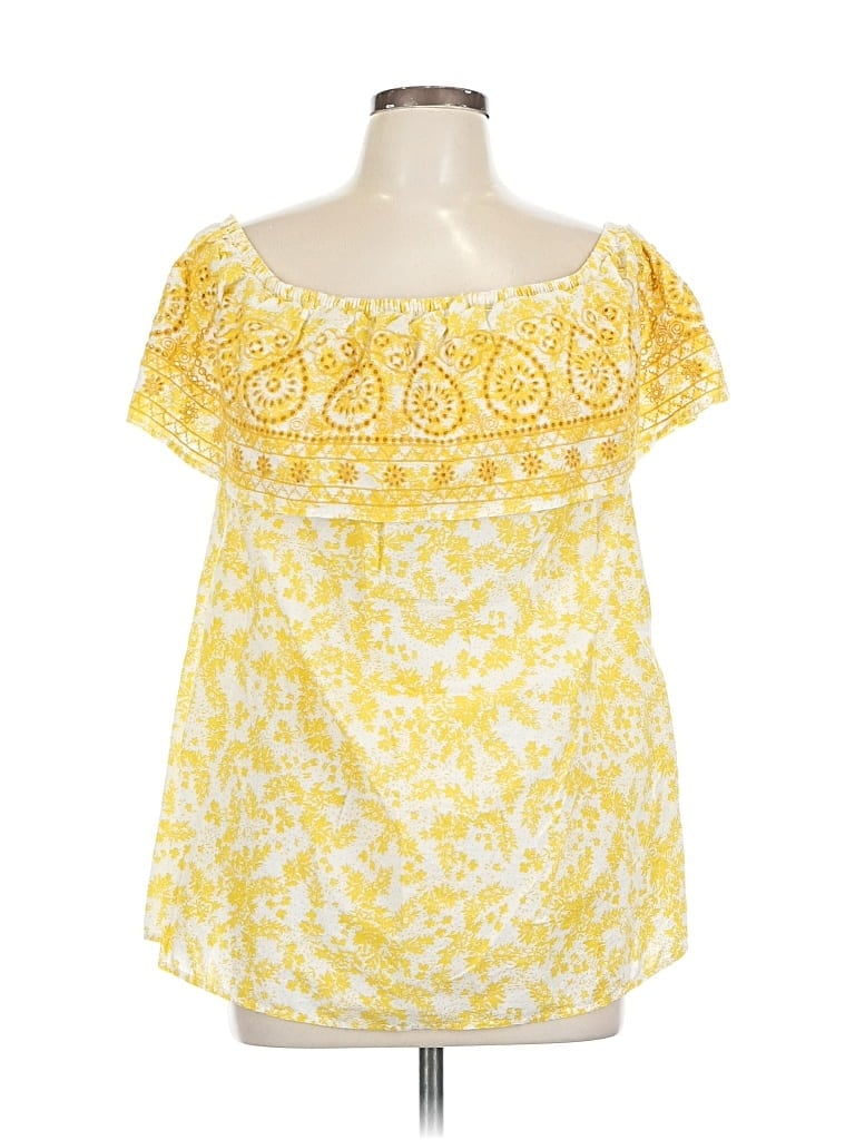 LANE BRYANT Pre-owned Short Sleeve Blouse In Yellow