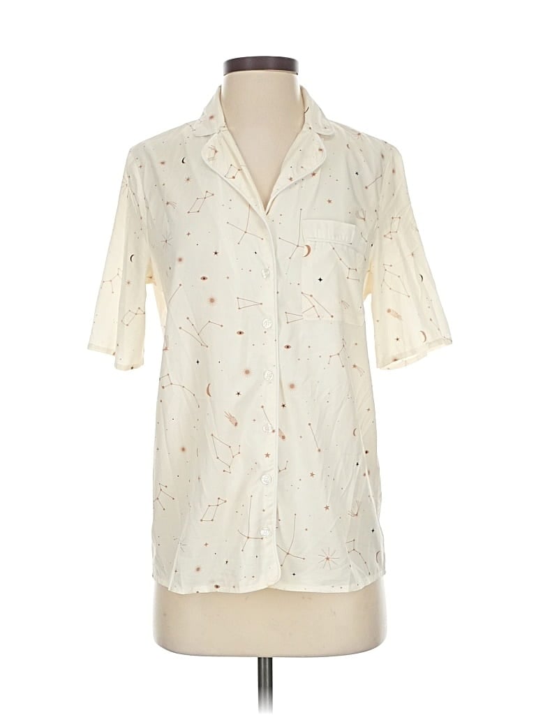 Pre-owned Love + Harmony Short Sleeve Blouse In White