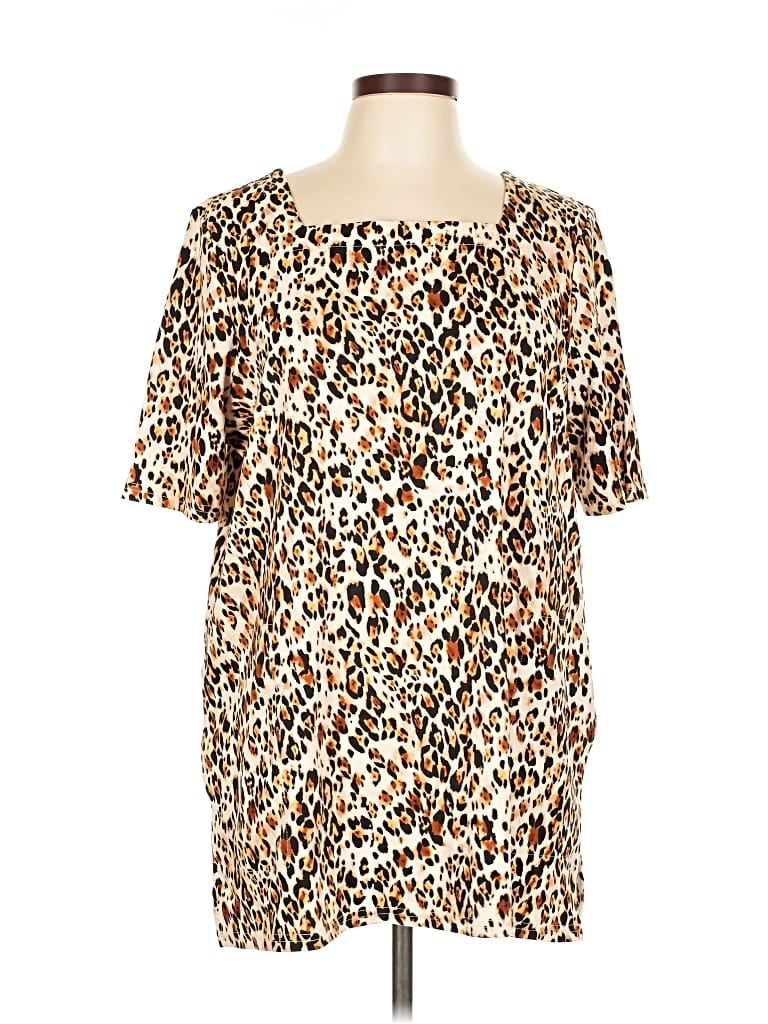 Pre-owned Chico's Short Sleeve T-shirt In Brown