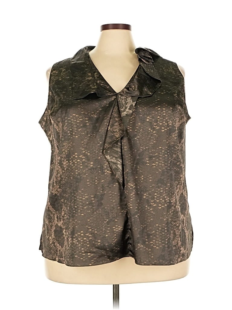TAHARI Pre-owned Sleeveless Blouse In Brown