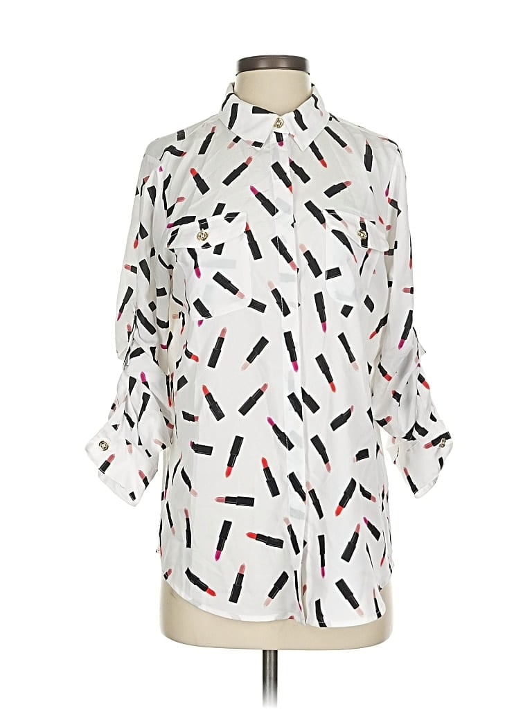 Pre-owned Karl Lagerfeld 3/4 Sleeve Blouse In White