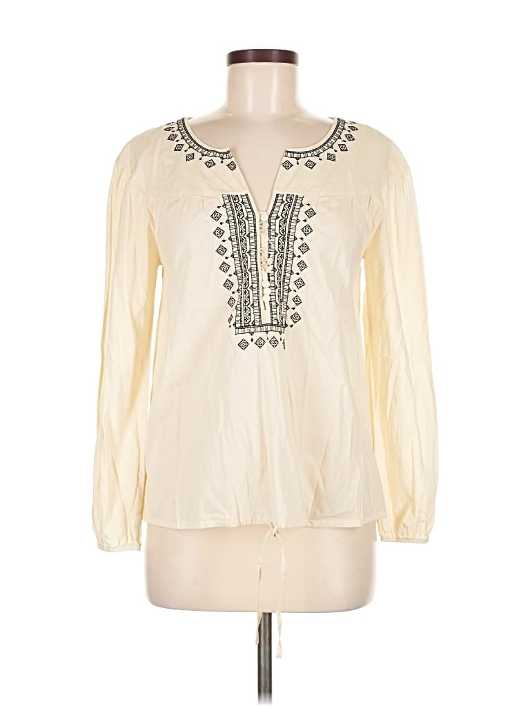 Pre-owned Ann Taylor Loft Long Sleeve Blouse In White