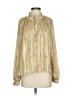 Elan 100% Polyester Paisley Yellow Gold Long Sleeve Blouse Size S - photo 1