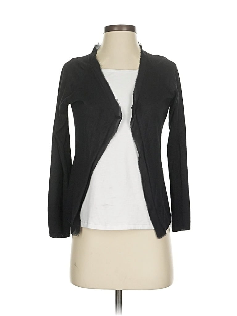 Pre-owned Assorted Brands Silk Cardigan Sweater In Black