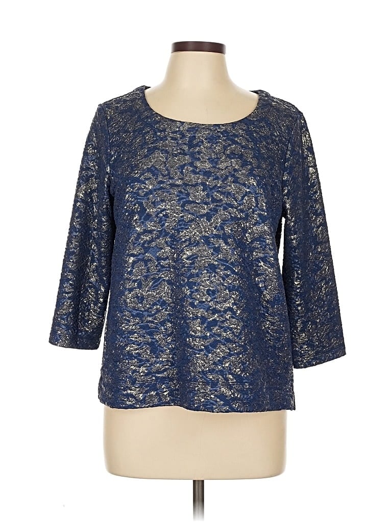 Pre-owned Ann Taylor Factory 3/4 Sleeve T-shirt In Blue