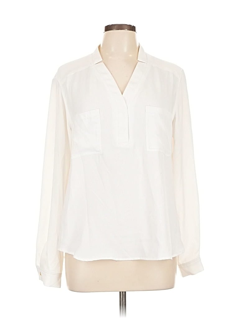 Pre-owned Nine West Long Sleeve Blouse In White