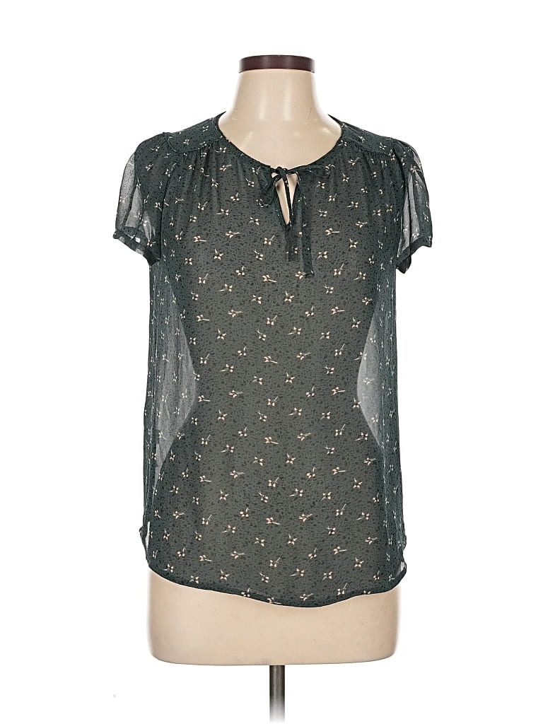 Pre-owned Ann Taylor Loft Short Sleeve Blouse In Black