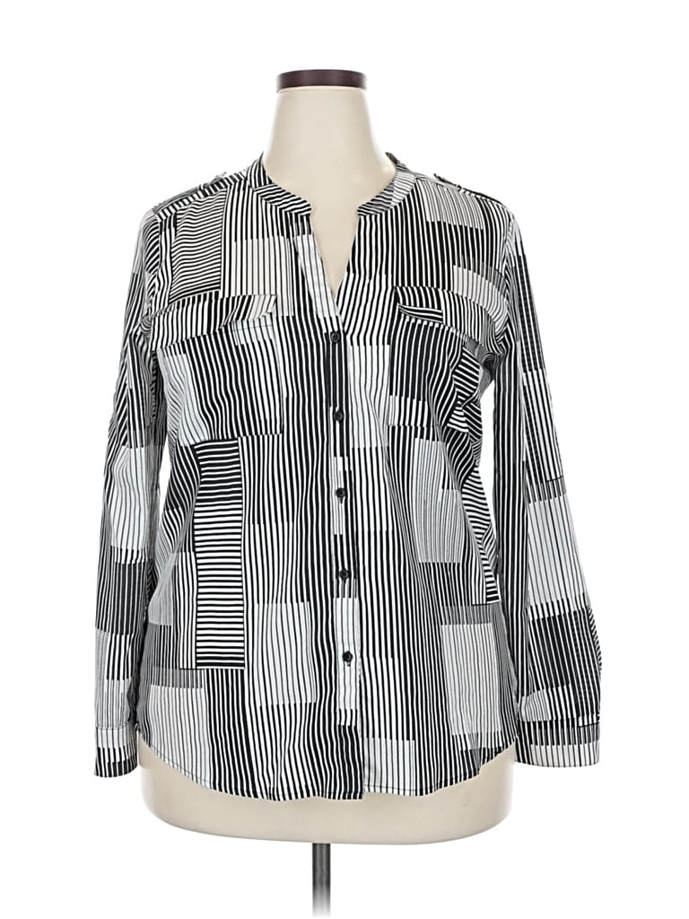 Pre-owned Calvin Klein Long Sleeve Button Down Shirt In Gray