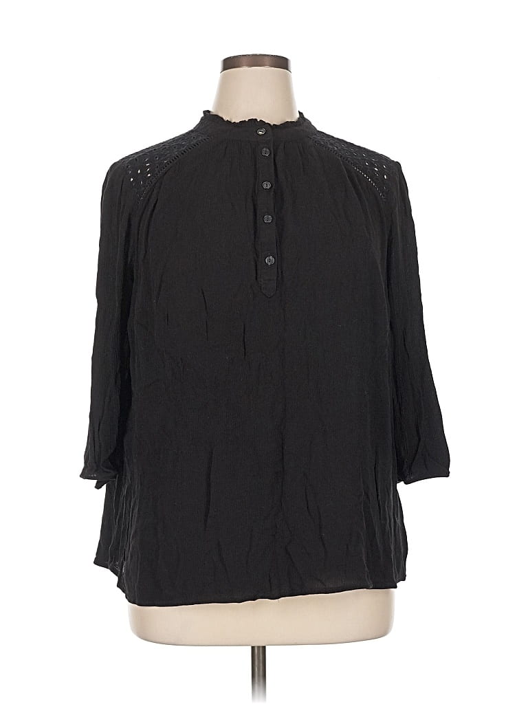 Pre-owned Torrid 3/4 Sleeve Blouse In Black